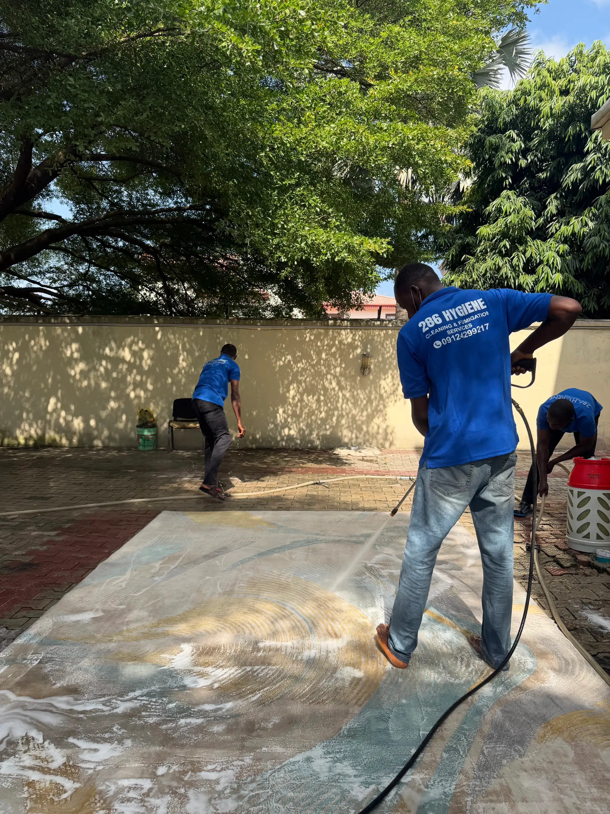 Pressure washing compound floors